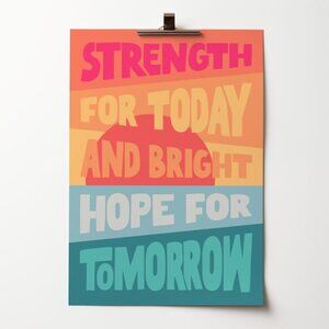 Strength for today. Christian hymn poster.